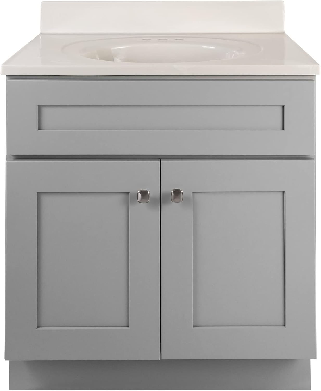 Design House Brookings 31 Inch Bathroom Vanity with Top, Ready to Assemble, Painted Gray, 597682