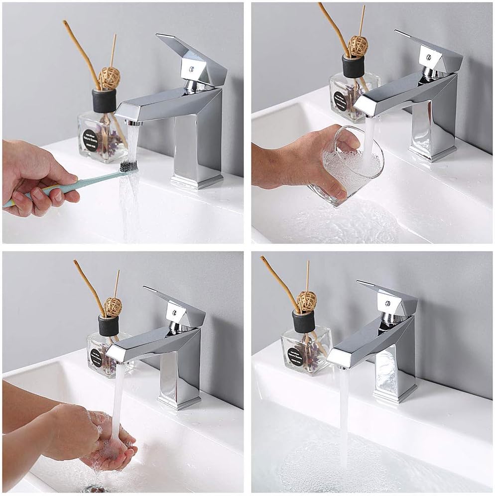 Aquaterior Rectangle Bathroom Vessel Sink Porcelain with Single Handle Faucet Pop-up Drain Combo White Vanity Sink Above Counter Modern for Lavatory Hotel Basin Home Washing Basin