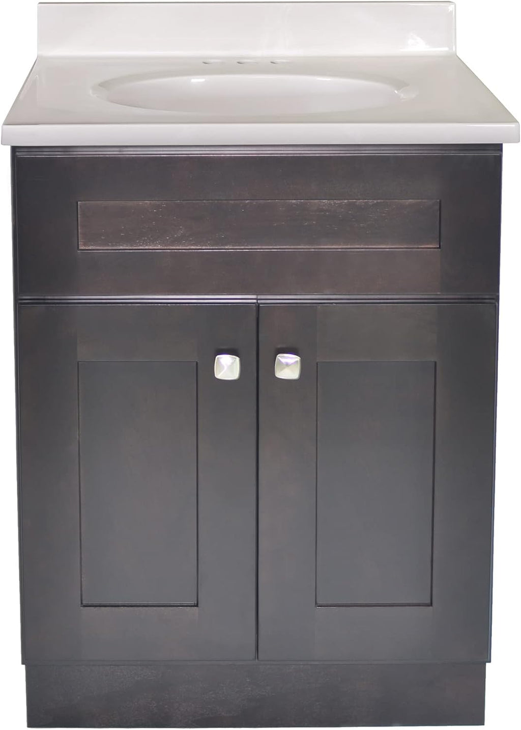 Design House Brookings 25 Inch Bathroom Vanity with Top, Ready to Assemble, Brown, 584755