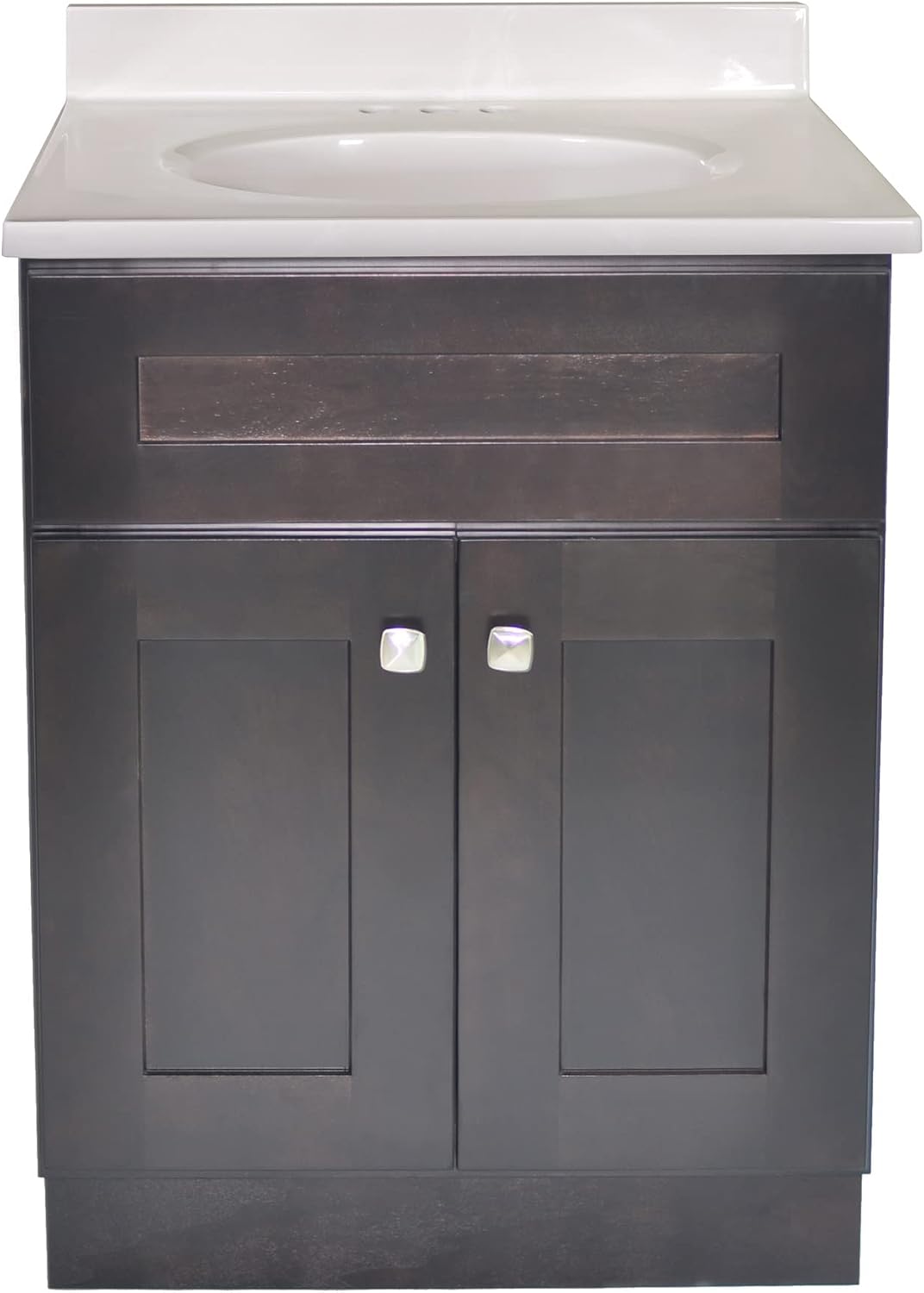 Design House Brookings 25 Inch Bathroom Vanity with Top, Ready to Assemble, Brown, 584755