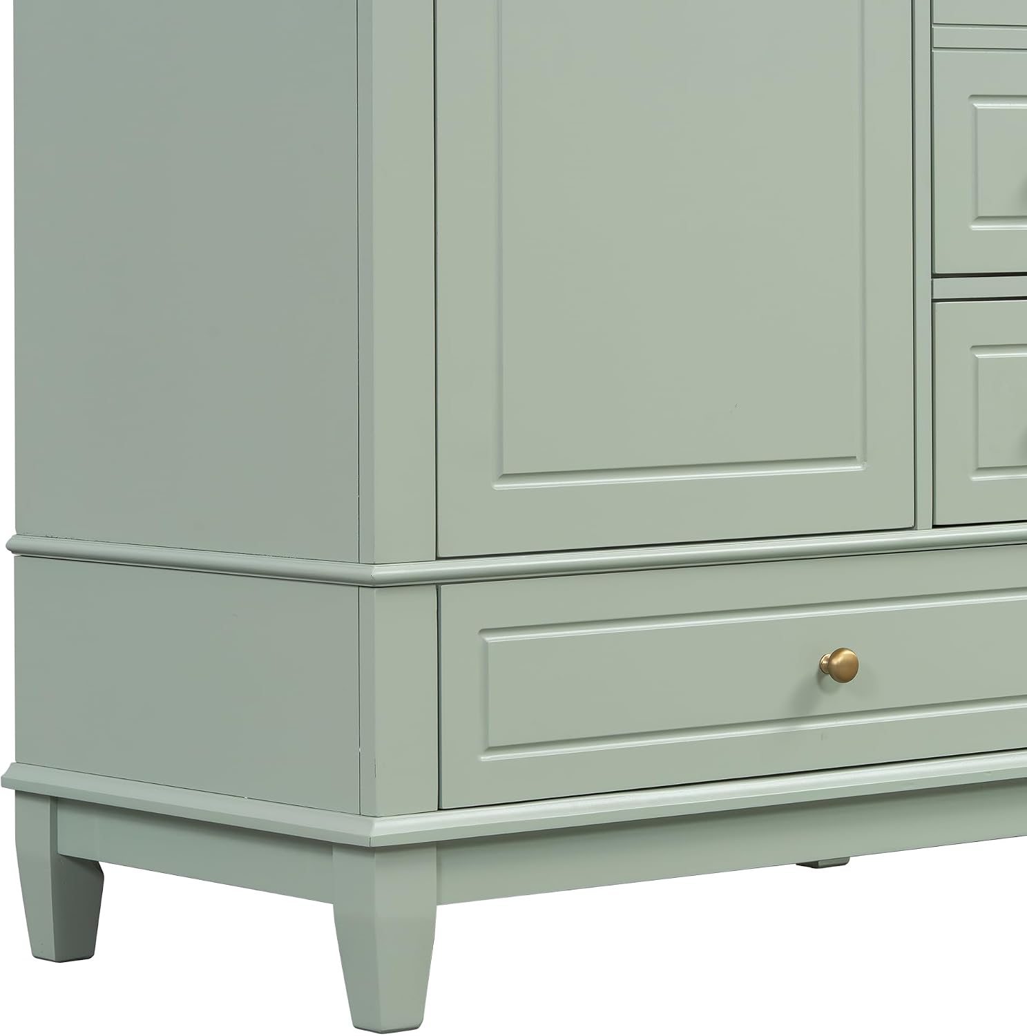 Christopher Knight Home 30' Bathroom Vanity with Top, Ceramic Sink, 3 Drawers and 1 Soft Closing Door with Shelf, Solid Wood Legs, Green