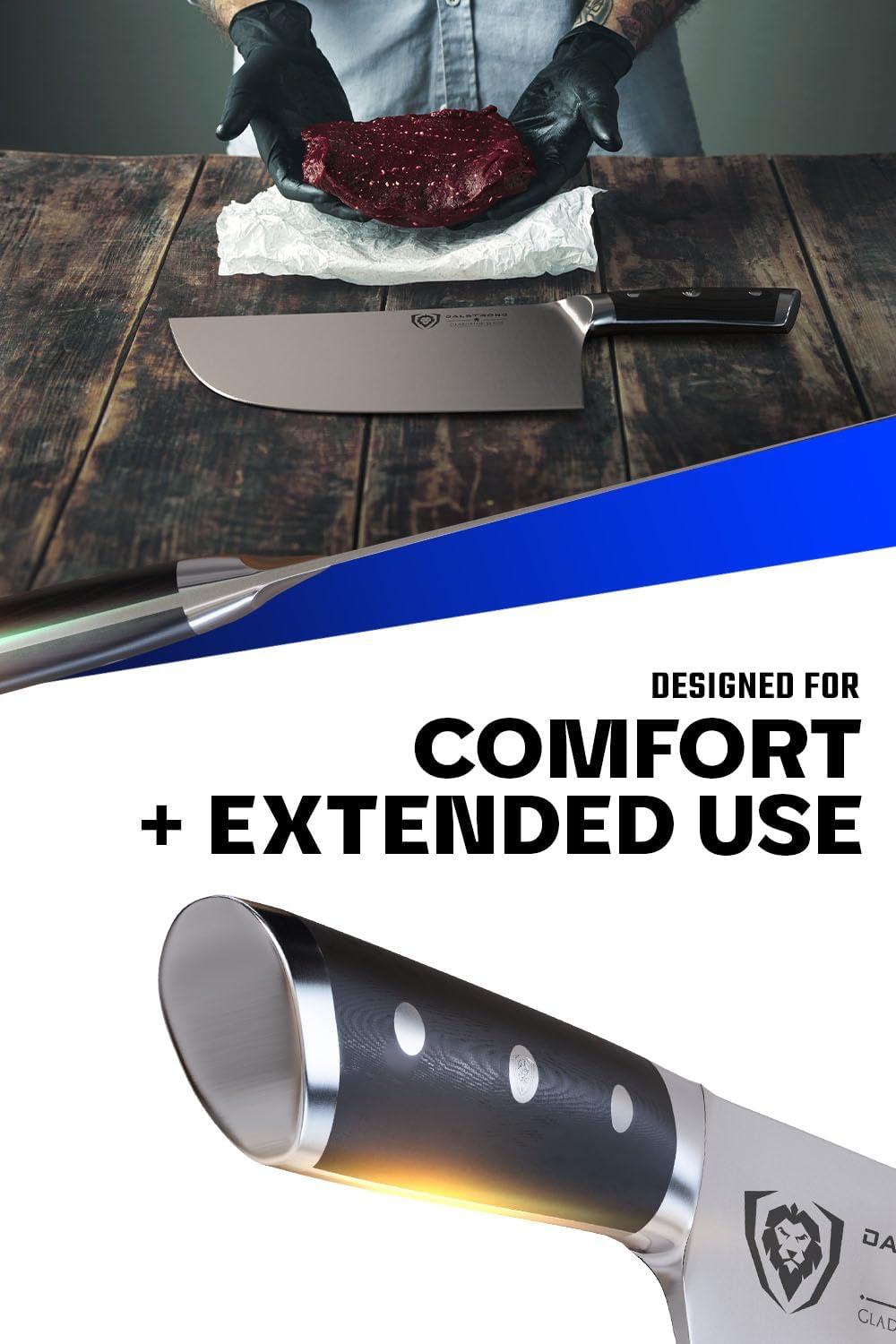 Dalstrong Meat Cleaver Knife-9'- Gladiator Series-'The Ravager'-Heavy Duty Butcher Kitchen Knife Gift-Forged High Carbon German Steel-BBQ, Meat Knife-w/Sheath-NSF Certified