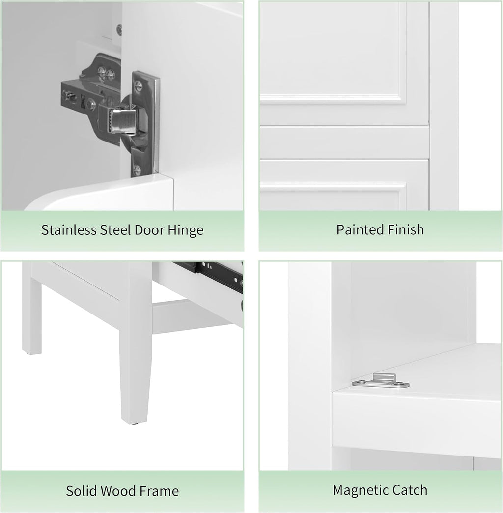 Harper & Bright Designs 20' Bathroom Vanity with Sink, Free Standing Single Vanity Set with One Drawer, and Door Storage Shelf, Solid Wood Storage Cabinet with Ceramic Basin for Bathroom, White