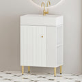 21.6 Inch Bathroom Vanity with Sink, Vanities with Square Ceramic Sink Top and Right Side Storage, Combo Stand Storage Cabinet Set for Small Bathroom (White)