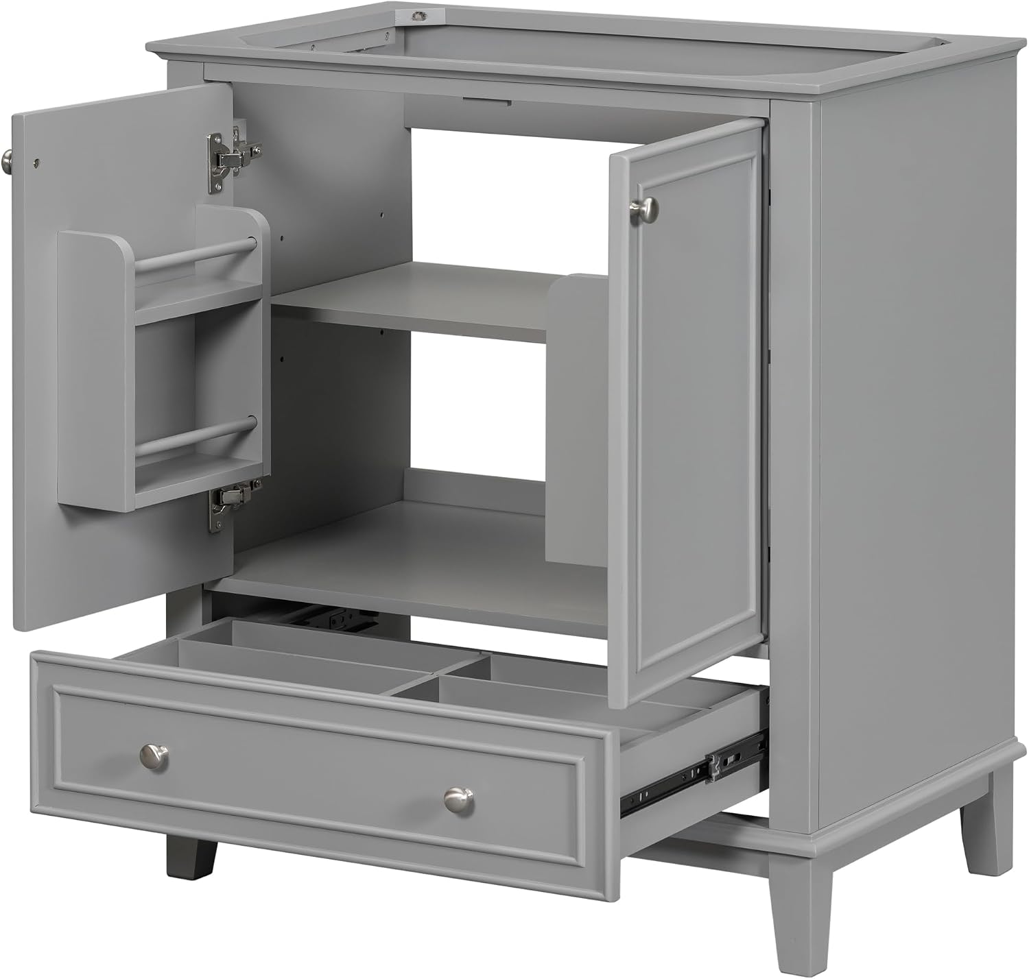 Harper & Bright Designs 30' Bathroom Vanity Without Sink, Free Standing Wooden Bathroom Cabinet with 2 Doors and Drawer for Bathroom, Grey (Sink Basin Not Included)