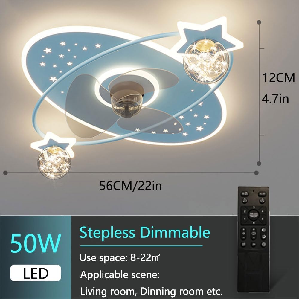 Dimmable Ceiling Lights Low Profile Flush Mount Ceiling Fan with LED Light Remote 6 Speeds Quiet Smart Ceiling Fan Light for Kids Room Bedroom Nursery Indoor