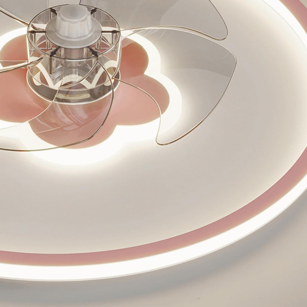 20' Pink Flush Mount Ceiling Fan with Lights Remote Control Girls Ceiling Fan with Lights for Bedroom Flower Shape Timing Dimmable LED Ceiling Fan Light for Kids Room Children Nursery