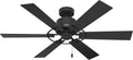 Hunter 52 inch Indoor Ceiling Fan No Light - Black Ceiling Fan without Light, 6 Blades, Standard Mount, For Bedroom, Living Room, or Kitchen, Pull Chain - Gilrock 51817, Matte Black