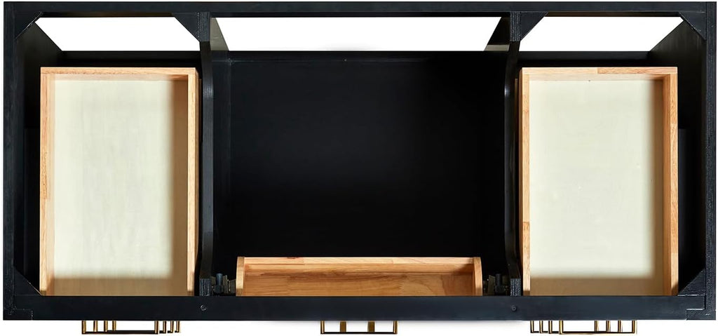 ARIEL Hepburn 48-inch Bathroom Vanity with Sink,Solid Wood, 1.5-inch Pure White Quartz Countertop & Backsplash, Single Rectangular Porcelain Sink, 2 Soft Closing Doors, 9 Dovetail Drawers, Black
