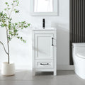 LUCKWIND 18' Bathroom Vanity and Sink Combos, Modern Bathroom Storage Painted Cabinet with Undercounter Ceramic Single Sink Top, Matte Black Faucet and Drawer, Mirror Not Included, White