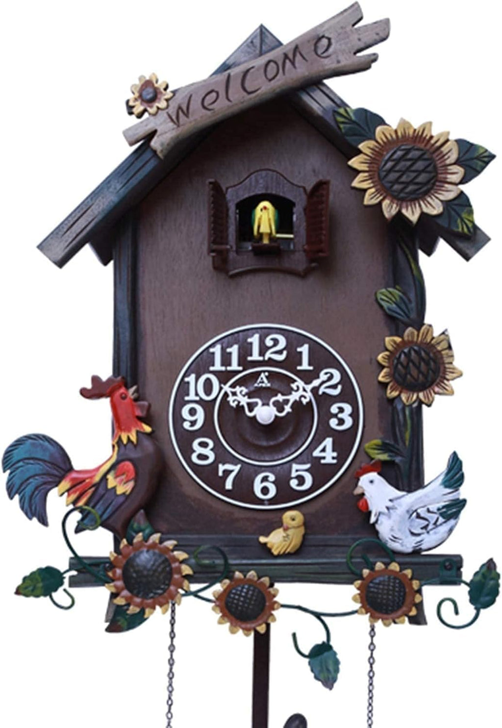 New Cuckoo Clock European SolidCuckoo Clocks Modern Creative Simple Living Room Wall Hand-Carved Swing Antique en Retro Pendulum Decor