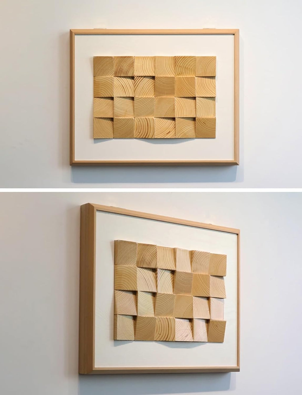 Electrical Panel Cover Decorative Fuse Box Covers Wooden Frame, Wood Block Art Electrical Panel Cover for Home, Flip Cover Distribution Cover with Expansion Screw(White,60 x 40CM-23 5/8 X 15 3/4')