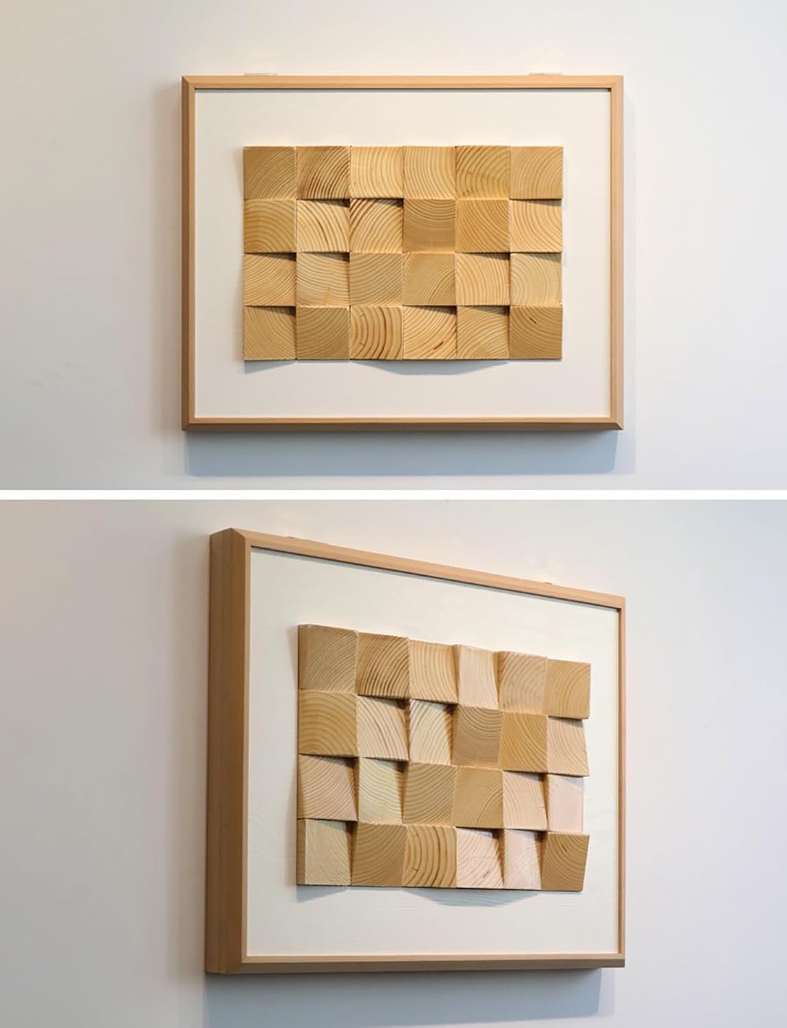Electrical Panel Cover Decorative Fuse Box Covers Wooden Frame, Wood Block Art Electrical Panel Cover for Home, Flip Cover Distribution Cover with Expansion Screw(White,60 x 40CM-23 5/8 X 15 3/4')