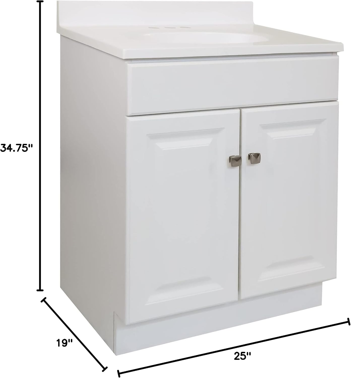 Design House Wyndham 25 Inch Bathroom Vanity with Top, Ready to Assemble, White, 591206