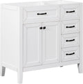 36' Bathroom Vanity Without Sink, Base Only,Solid Wood Cabinets Basin Vessel Set w/Water, Stain Proof,Enclosed Storage Spaces,Eco-Friendly Painting,Easy to Install,White