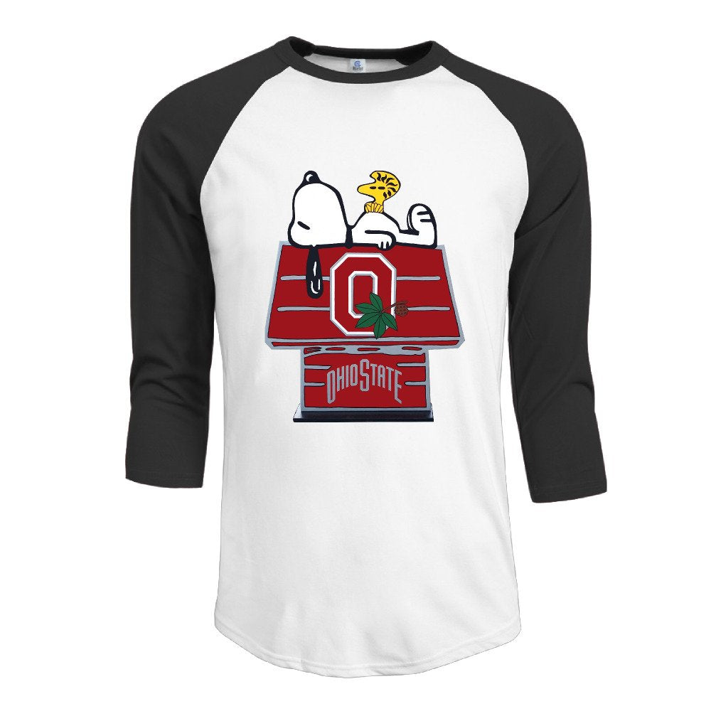 LQYG Men's Three Quarter Sleeve Tshirts - Ohio State Buckeyes Black XL