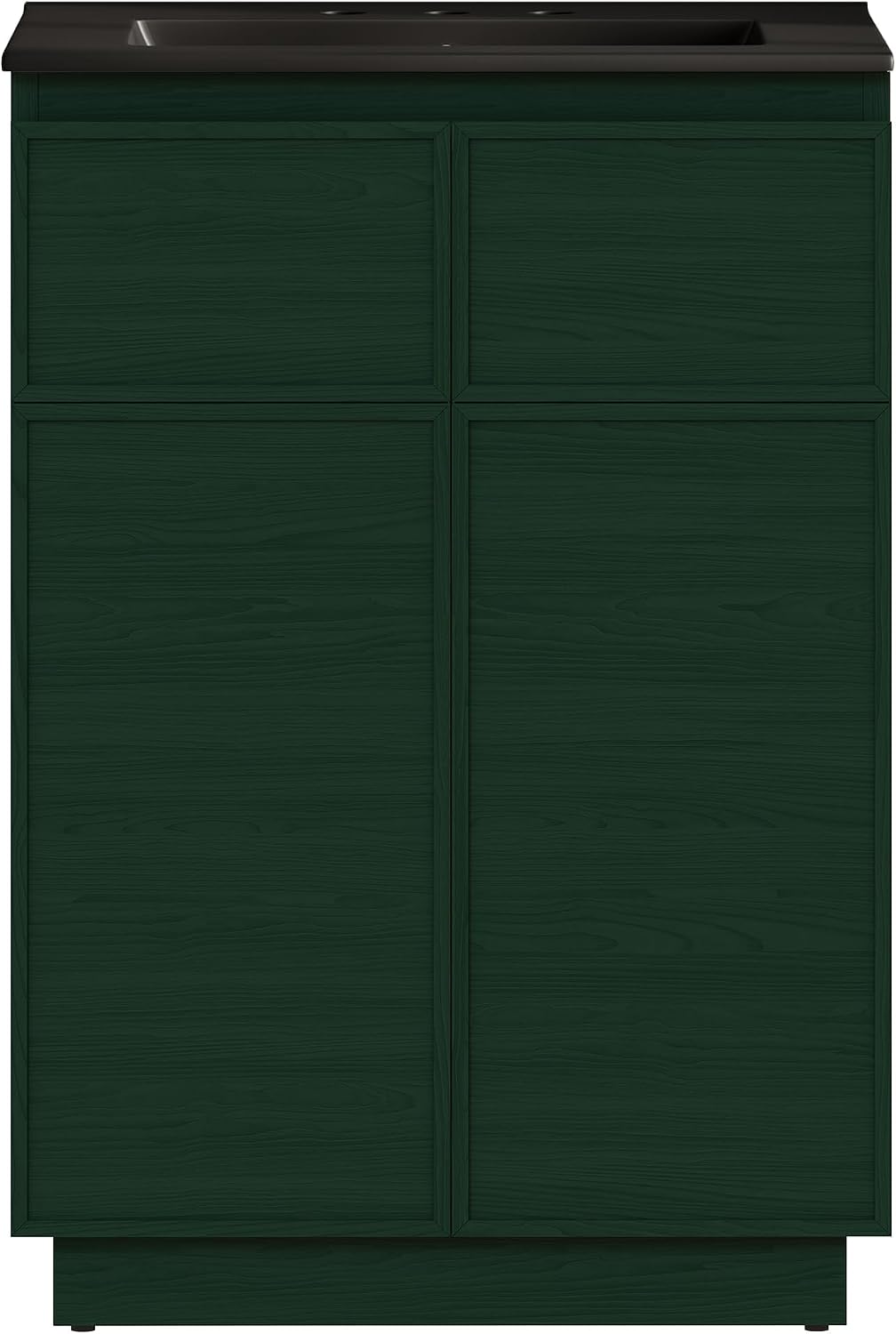 St. Tropez 24' Freestanding Bathroom Vanity in Green Oak with Black 3-Hole Widespread Sink Top