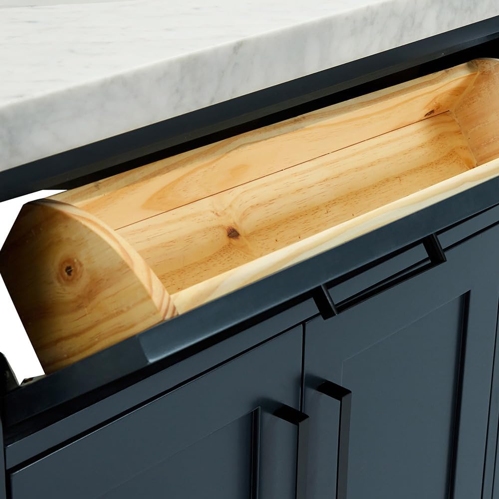 DKB Isabella 72 Inch Bathroom Vanity Double Sink — Midnight Blue Bathroom Vanity with Sink, 1.5' Edge Italian Carrara Marble Countertop, 4 Soft-Close Doors, 4 Dovetail Drawers, and 2 Tilt Drawers