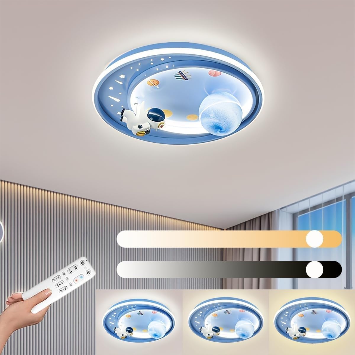 LED Ceiling Light Dimmable with Remote Control Cartoon Unicorn Modern Round Ceiling Light 62W for Boys, Girls Bedroom and Living Room Baby Room