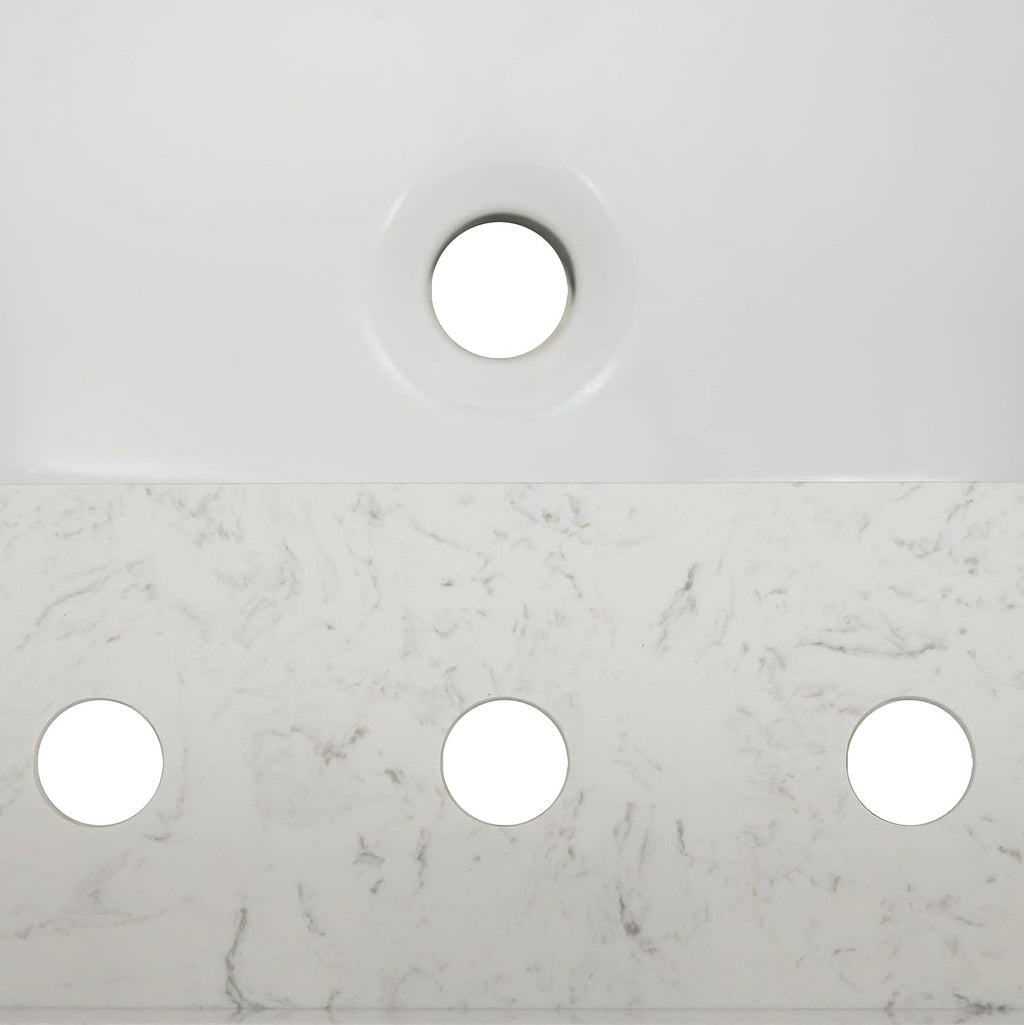 MSI Sparkling Gray Vanity Top with Under Mount Rectangle Ceramic Sinks, Engineered Marble Stone, 4' CC Faucet Holes, 37'X22'