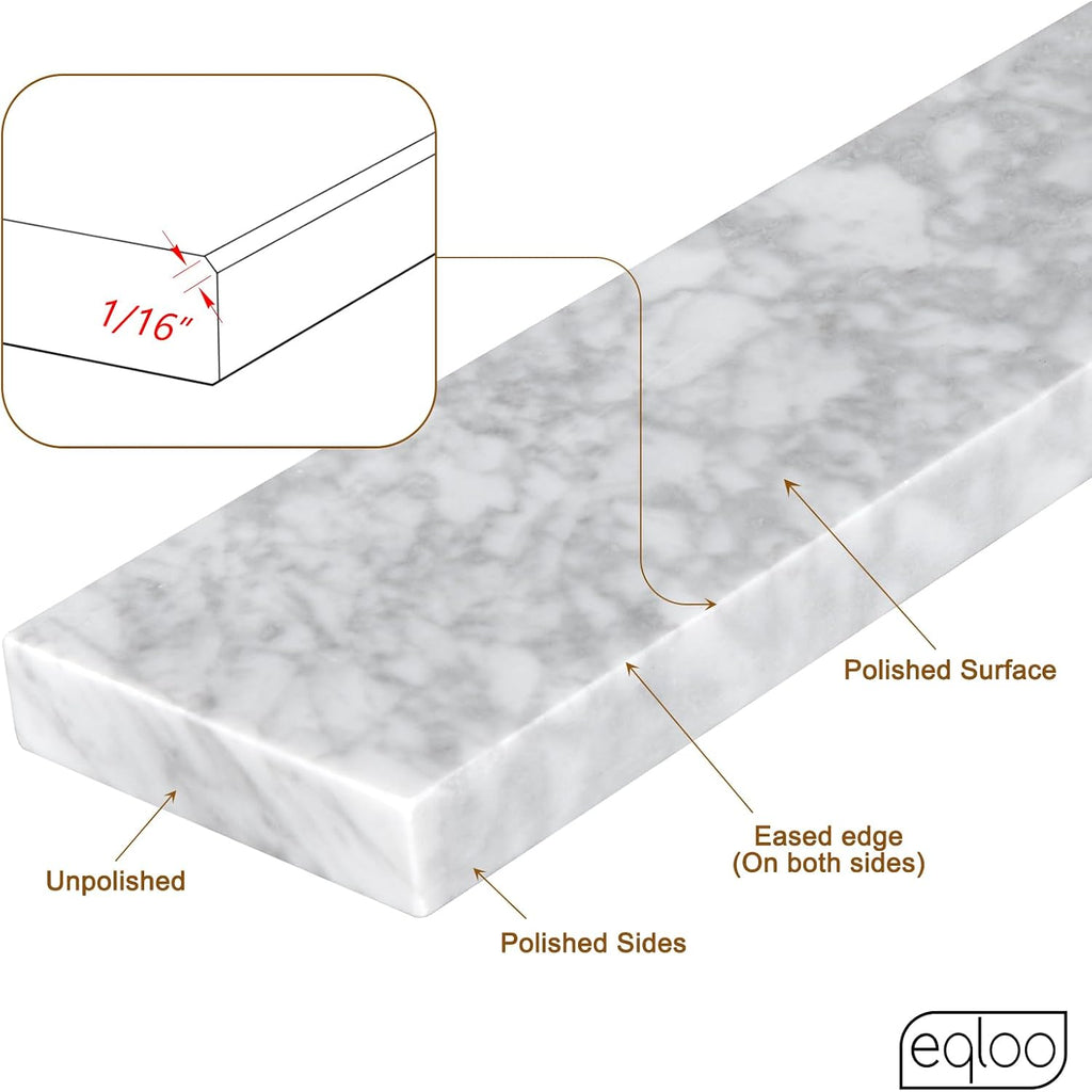 36 Inch Natural Marble Bidesplash for Bathroom Vanity Sink Top,Universal Bathroom Vanity Backsplashes,36 in. W x 4 in. H Backsplash in Carrara Marble