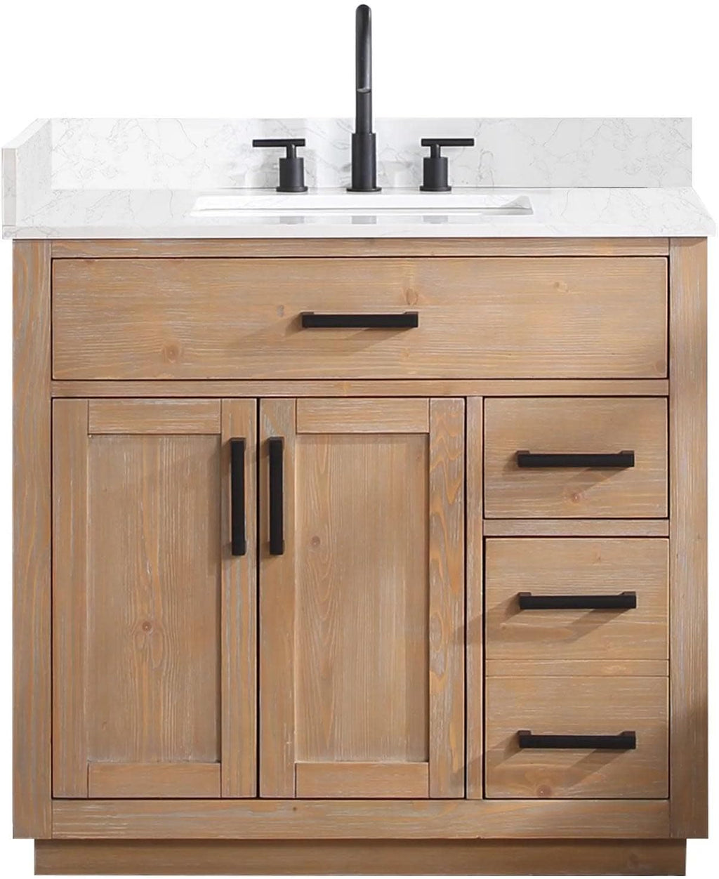 Altair Design Gavino 36' Wood Vanity in Light Brown with Composite Stone Top no Mirror