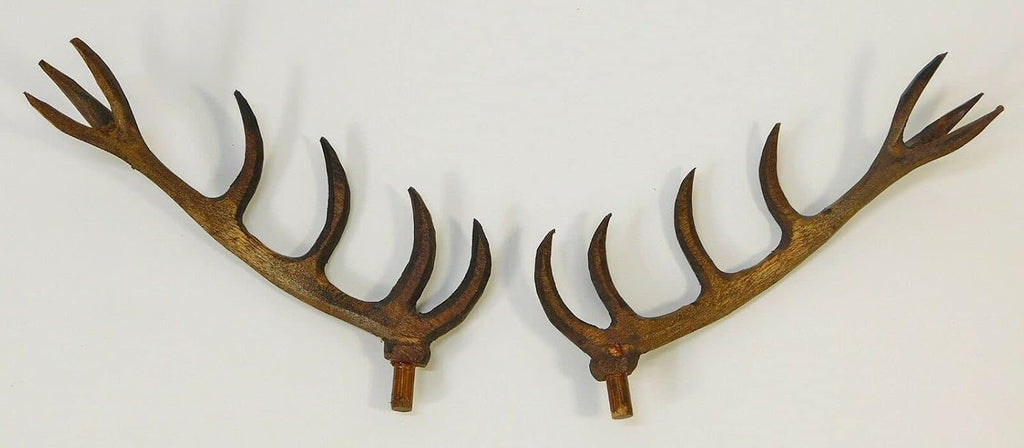 Wood Cuckoo Clock Deer Antlers Hunter Case Parts 4 inch Hand Carved Set of 2 New USA