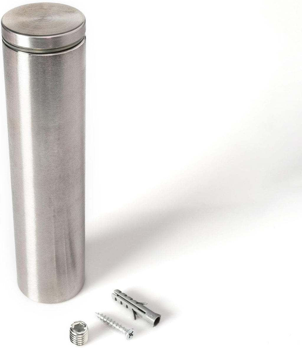 Stainless Steel Standoff 1-1/2 Inch Diameter x 6 Inch Barrel Length Brushed Finish for PVC, Glass and Acrylic Sign Stand Off Wall Anchors and Screws 20 Piece Store/Restaurant Pack