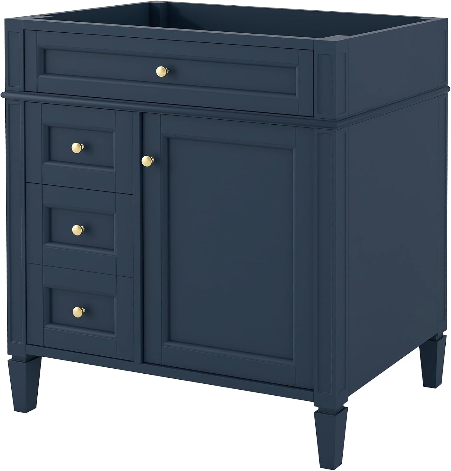 Favfurish 30' Bathroom Vanity Without Top Sink,Modern Freestanding Bath Storage Cabinet with 2 Soft-Close Drawers & Tip-Out Tray,Solid Wood Vanity Only w/Adjustable Shelf & Door Organizer,Blue
