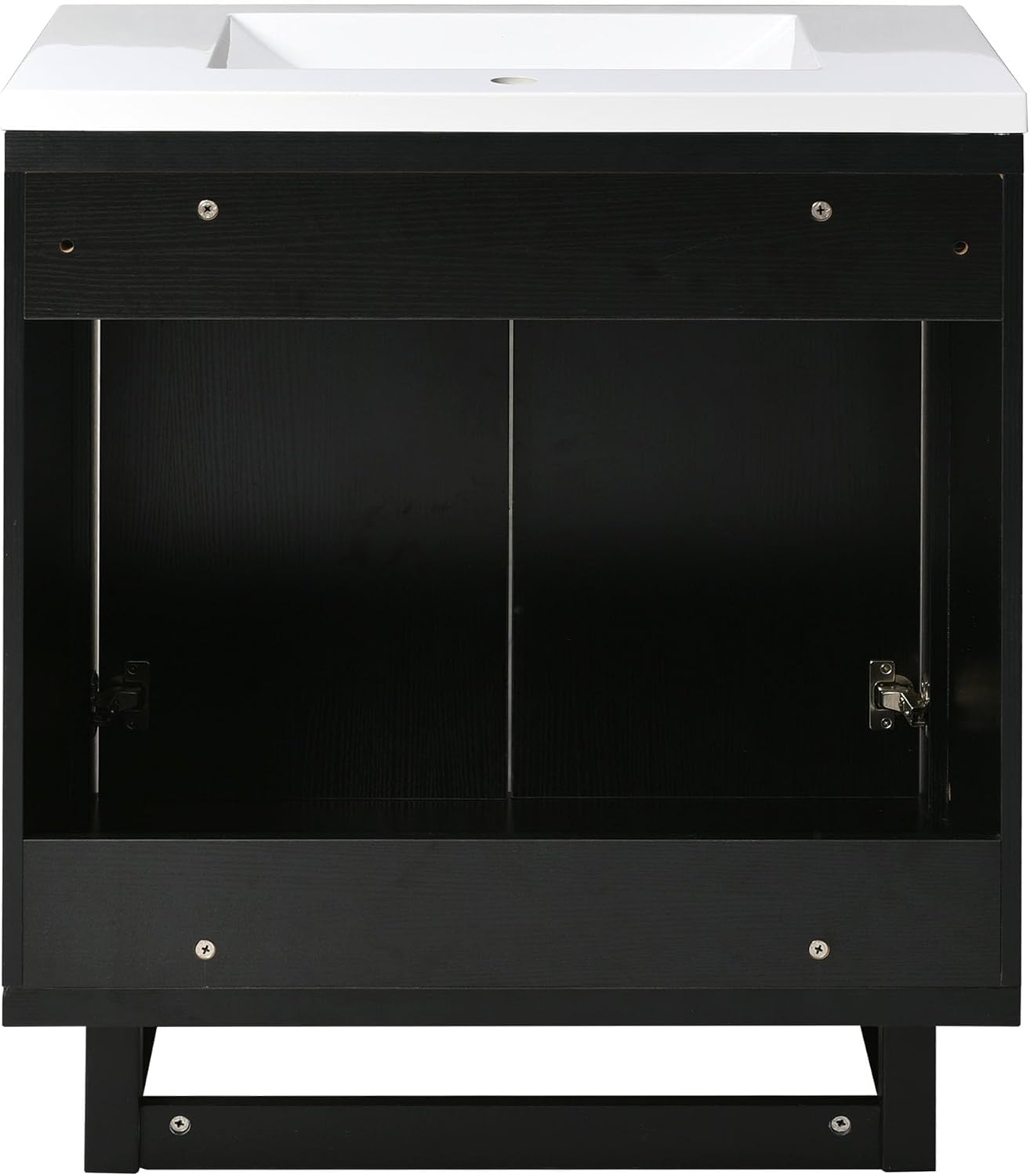 Harper & Bright Designs 30' Bathroom Vanity with Sink, Free Standing Single Basin Vanity Set with 2 Doors Lager Cabinet, Modern Wooden Bathroom Cabinet with Resin Basin for Bathroom, Black