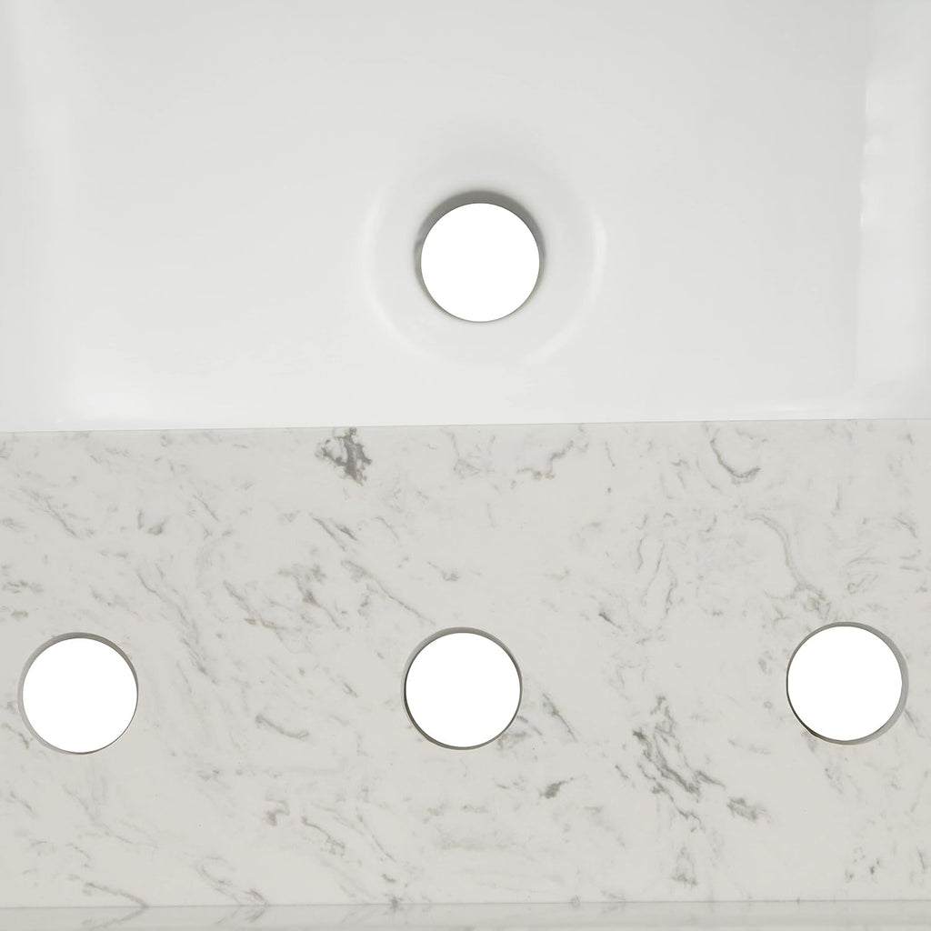 MSI Sparkling Gray Vanity Top with Under Mount Rectangle Single Bowl Ceramic Sink, Engineered Marble Stone, 4' CC Faucet Holes, 61'X22'