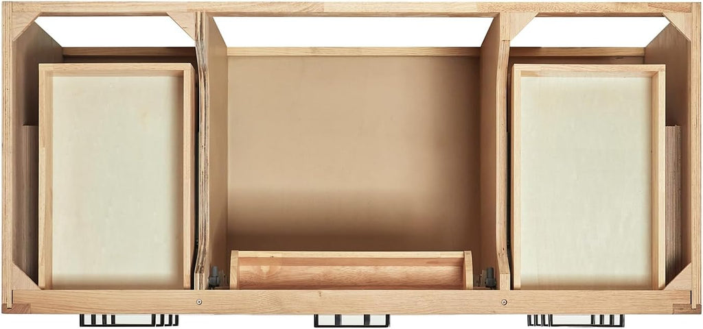 ARIEL Hepburn 42-inch Bathroom Vanity Base Cabinet,Solid Wood, 2 Soft Closing Doors, 9 Dovetail Drawers, White Oak