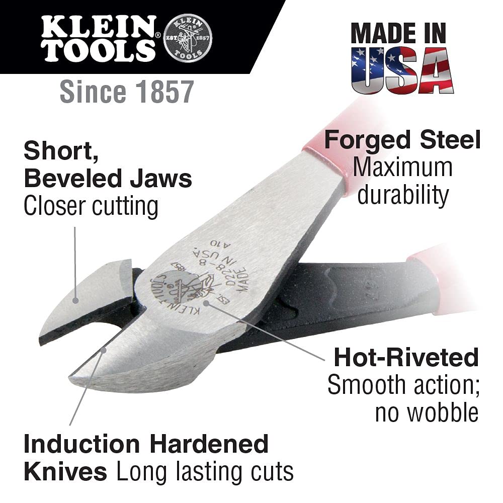 Dipped Plier Kit, Diagonal-Cutting, Needle-Nose, Side-Cutting High Leverage Linesman Pliers, Cutter and Crimper, 5-Piece and Klein Tools 70550 Hex Wrench Key Set, 11 SAE Sizes, Heavy Duty Folding Allen Wrench Tool with Extra Long Hex Keys