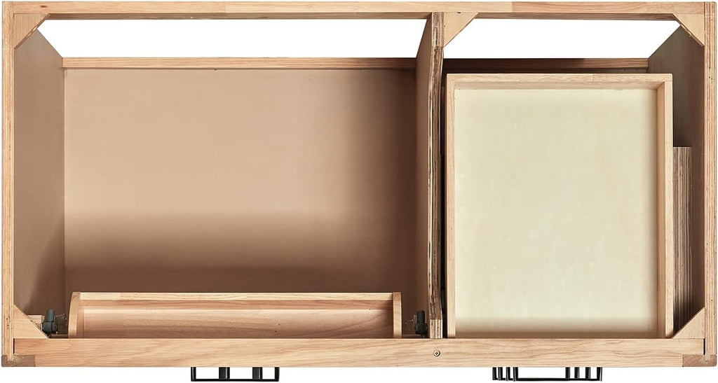 ARIEL Hepburn 42-inch Bathroom Vanity Base Cabinet,Solid Wood, 2 Soft Closing Doors, 5 Dovetail Drawers, White Oak