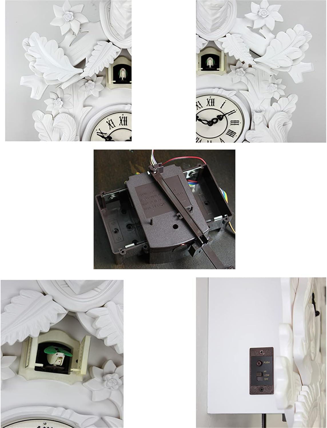Cuckoo Clock,Wooden Wall Clock,Cuckoo Clock with Night Mode, Hand Carved Bird, Weights and Swinging Pendulum,for Home Decorate