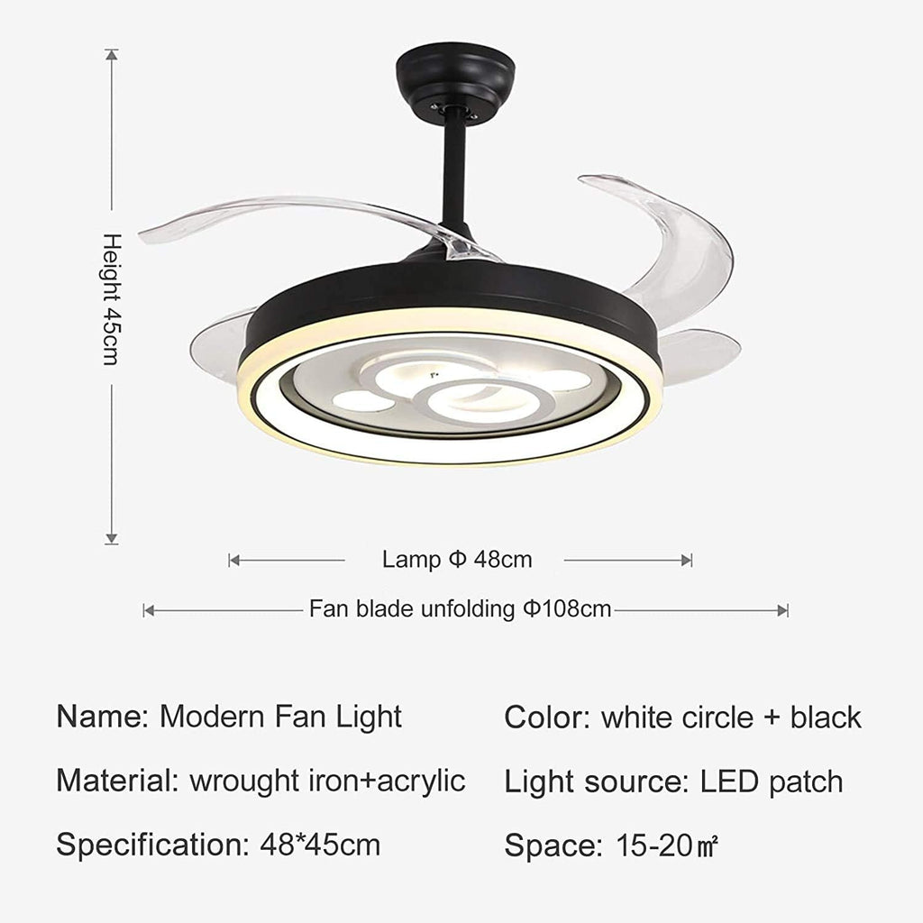Modern Frequency Conversion LED Ceiling Fan with Lighting Dimming with Remote Control Modern Fan Chandelier Ceiling 72W Silent Invisible Ceiling Fan Light Bedroom Pendant Lights