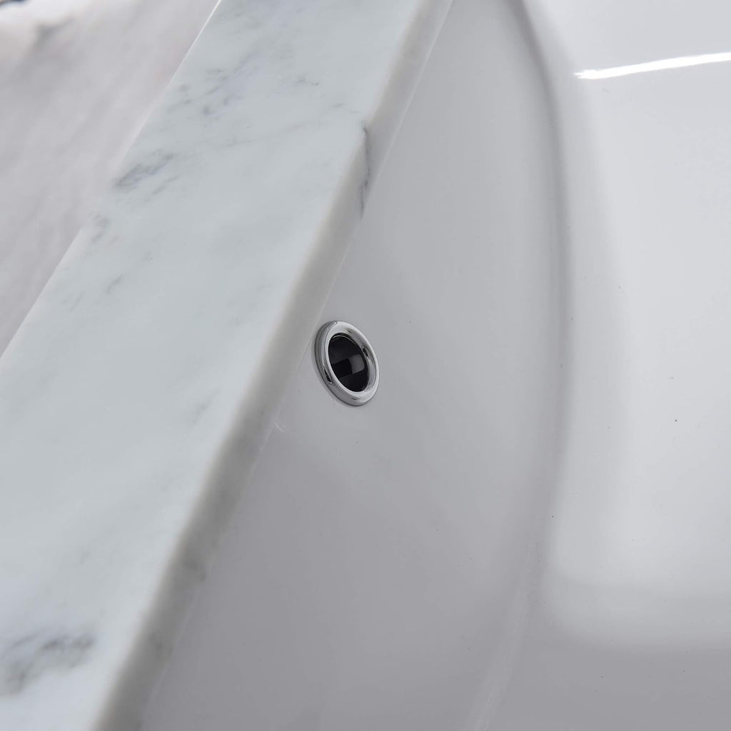 WOODBRIDGE 37' x22' Vanity Top with Single Under Mount Rectangle Bowl, Carrara White Marble, Pre-drilled with 3-hole for 8-inch Widespread Faucet set up Option, CAVT3722-8