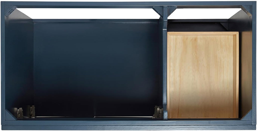 ARIEL Hamlet 42 in. Left Offset Rectangle Sink Bathroom Vanity with Carrara White Quartz Countertop 1.5 Edge in Midnight Blue