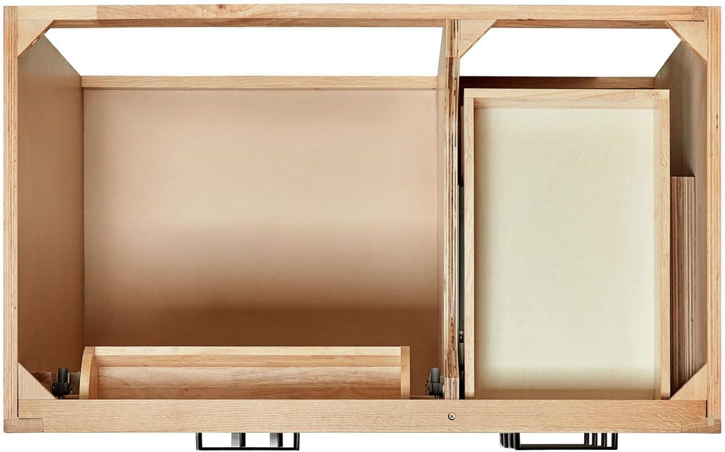 ARIEL Hepburn 36-inch Bathroom Vanity Base Cabinet,Solid Wood, 2 Soft Closing Doors, 5 Dovetail Drawers, White Oak