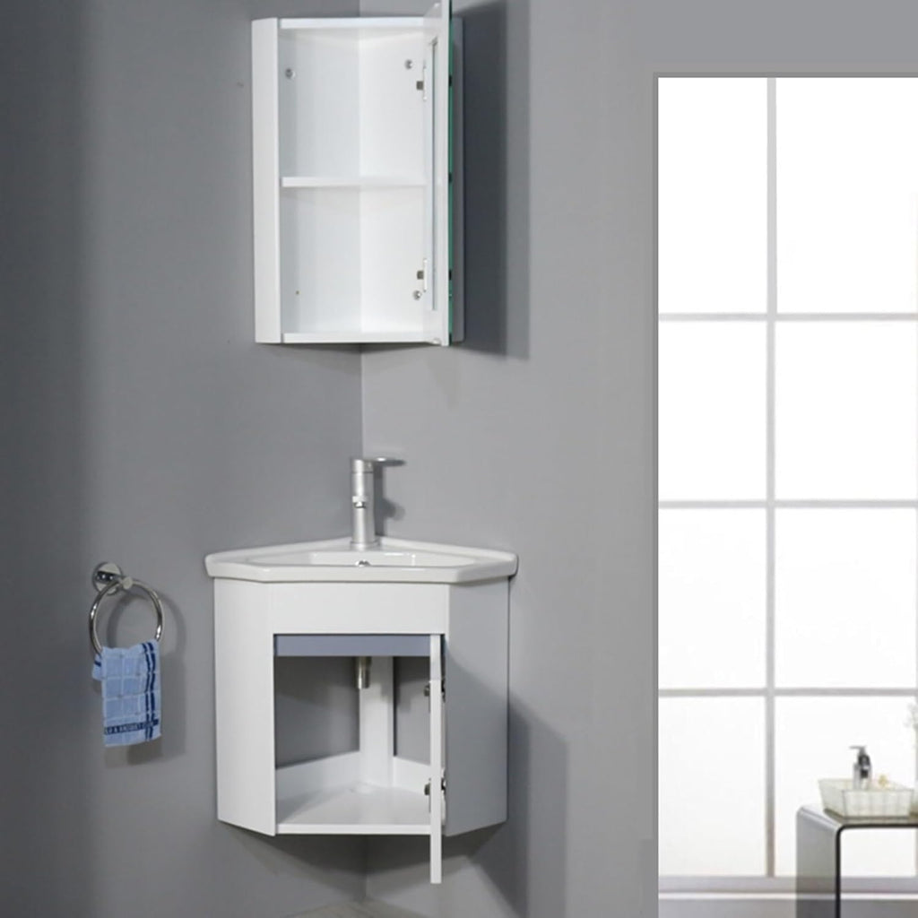 Modern Wall Mounted Bathroom Vanity Sink, Floating Bathroom Sink, Bathroom Corner Sinks, Bathroom Cabinet With Faucet And Drain, Toilet With Sink On Top,with Mirror Cabinet(Color:White Black,Size:50cm