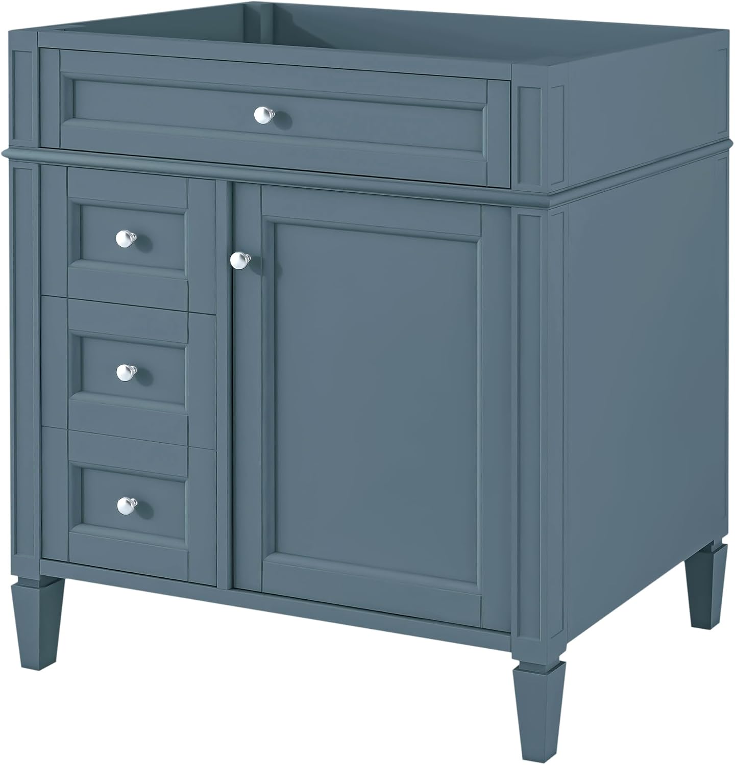 Favfurish 30''Bathroom Vanity Without Top Sink, Solid Wood Frame Modern Bathroom Storage Cabinet with 2 Drawers,1 Soft-Closing Door and a Tip-Out Drawer,for Bathroom (NOT Include Basin),Blue