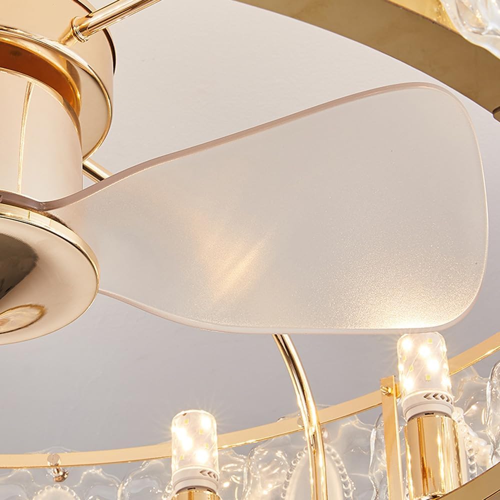 21' Modern Chandelier LED High Ceiling Light Fan with Remote Pearl Vintage Glass Fan Light Reversible Fan Large Ceiling Fan with Light for Girls Bedroom Living Room Dining Room