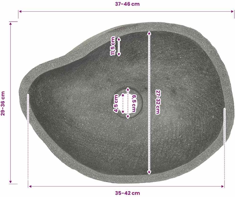 vidaXL Wash Basin, Bathroom Sink Bath Wash Bowl, Vanity Sink Bathroom Basin Small Bathroom Sink, Countertop Wash Basin Wash Sink, River Stone Oval
