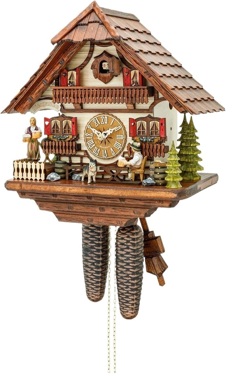 Black Forest Cuckoo Wall Clock, Hand-Carved, Suitable for Living Room, Bedroom and Office Suitable for Kitchen, Living Room or Office