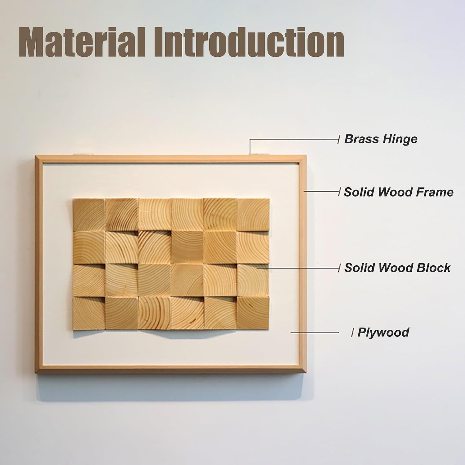 Electrical Panel Cover Decorative Fuse Box Covers Wooden Frame, Wood Block Art Electrical Panel Cover for Home, Flip Cover Distribution Cover with Expansion Screw(White,60 x 40CM-23 5/8 X 15 3/4')