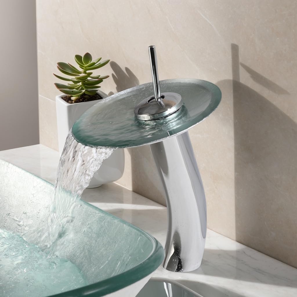 Oval Glass Vessel Sink with Faucet and Pop-Up Drain 22x14 Inch Silver Tempered Glass Bathroom Washbasin Boat Shape Design Top Mount Bowl Sinks For Modern Bathrooms Vanities