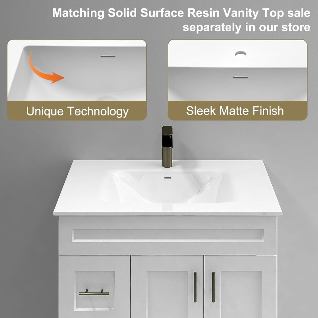 White Shaker Bathroom Vanity Sink Base with Drawers 36' Ready-to-Assemble Cabinet