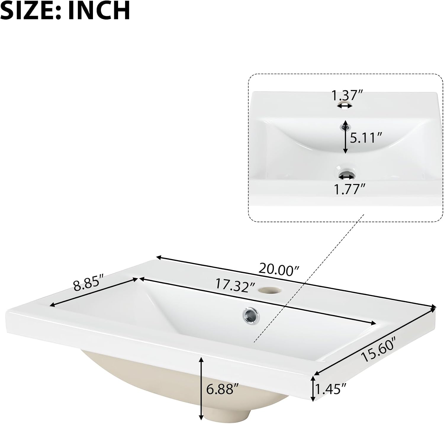 20-inch Bathroom Vanity with Sink, Free Standing Vanity Cabinet with Two-Tier Shelf and Glass Door, Wooden Bath Set Organizer with Single Ceramic Sink for Bathroom, Black