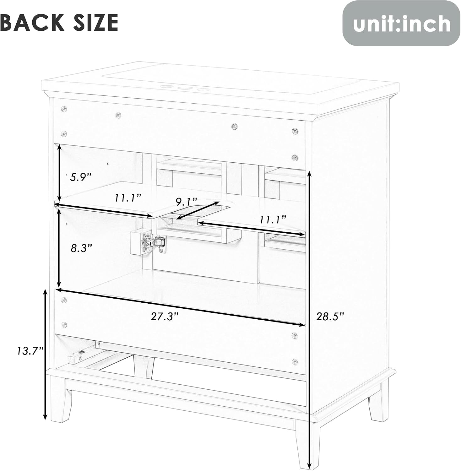 YOPTO 30' Bathroom Vanity Without Sink,Base Only,Multi-Functional Cabinet with Doors and Drawer,Solid Frame w/Adjustable Shelf,Practicality & Durability,Easy to Install,Green
