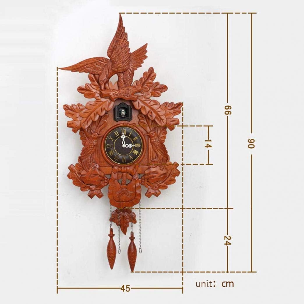 Wooden Cuckoo Clock with Hand Carving, Falcon-Themed European Retro Solid Wood Wall Clock for Living Room, Study, Office, Gifts for Kids, Home Decoration